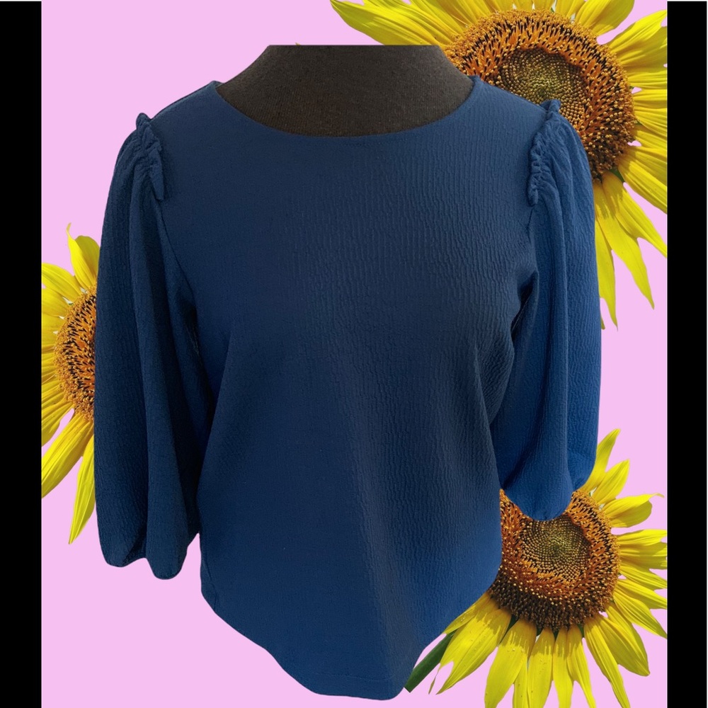 Ann Taylor blue puff sleeve top size xs